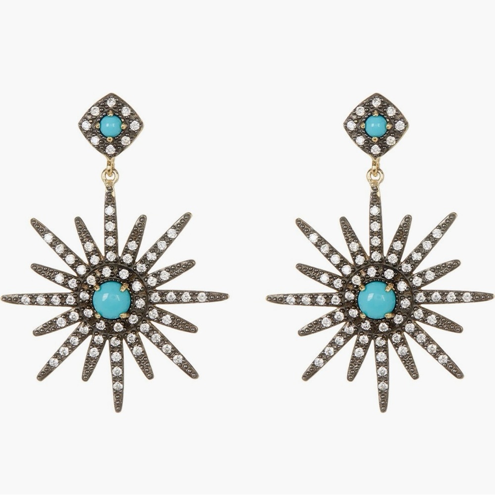 Adornia 🫐 Turquoise and Silver Starburst Earrings